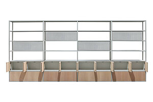 Regalwand / Schrankwand / Ondarreta 'Dry' / 522 x 35 cm / birke/grau