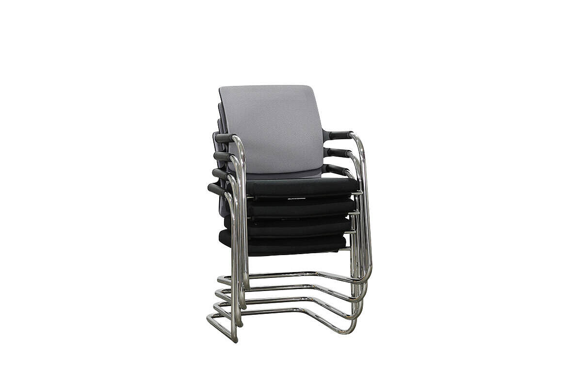 Freischwinger / Dauphin 'Shape' / Netzrücken grau / Sitz schwarz / stapelbar