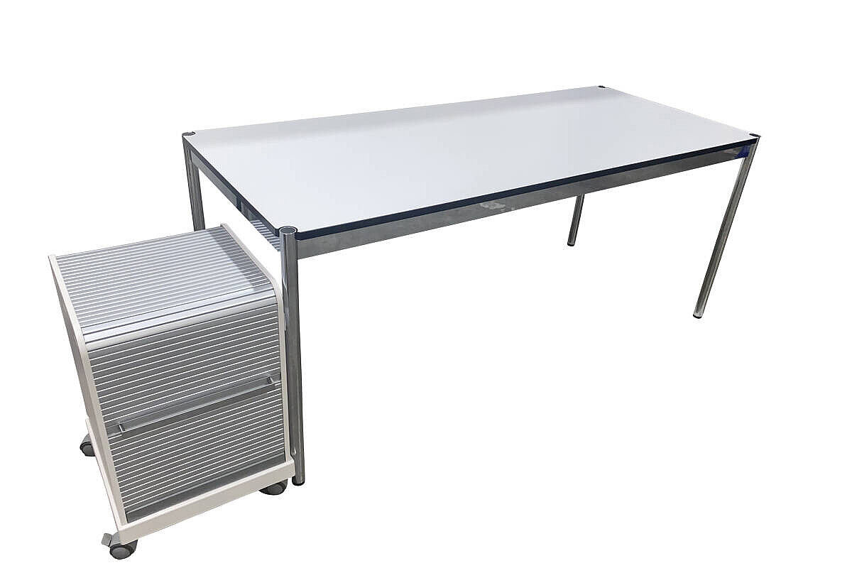 Arbeitsplatz-Set: Schreibtisch USM Haller 175 x 75 cm + Rollcontainer vitra 'Ad Hoc Follow Me 1'