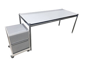 Arbeitsplatz-Set: Schreibtisch USM Haller 175 x 75 cm + Rollcontainer vitra 'Ad Hoc Follow Me 1'