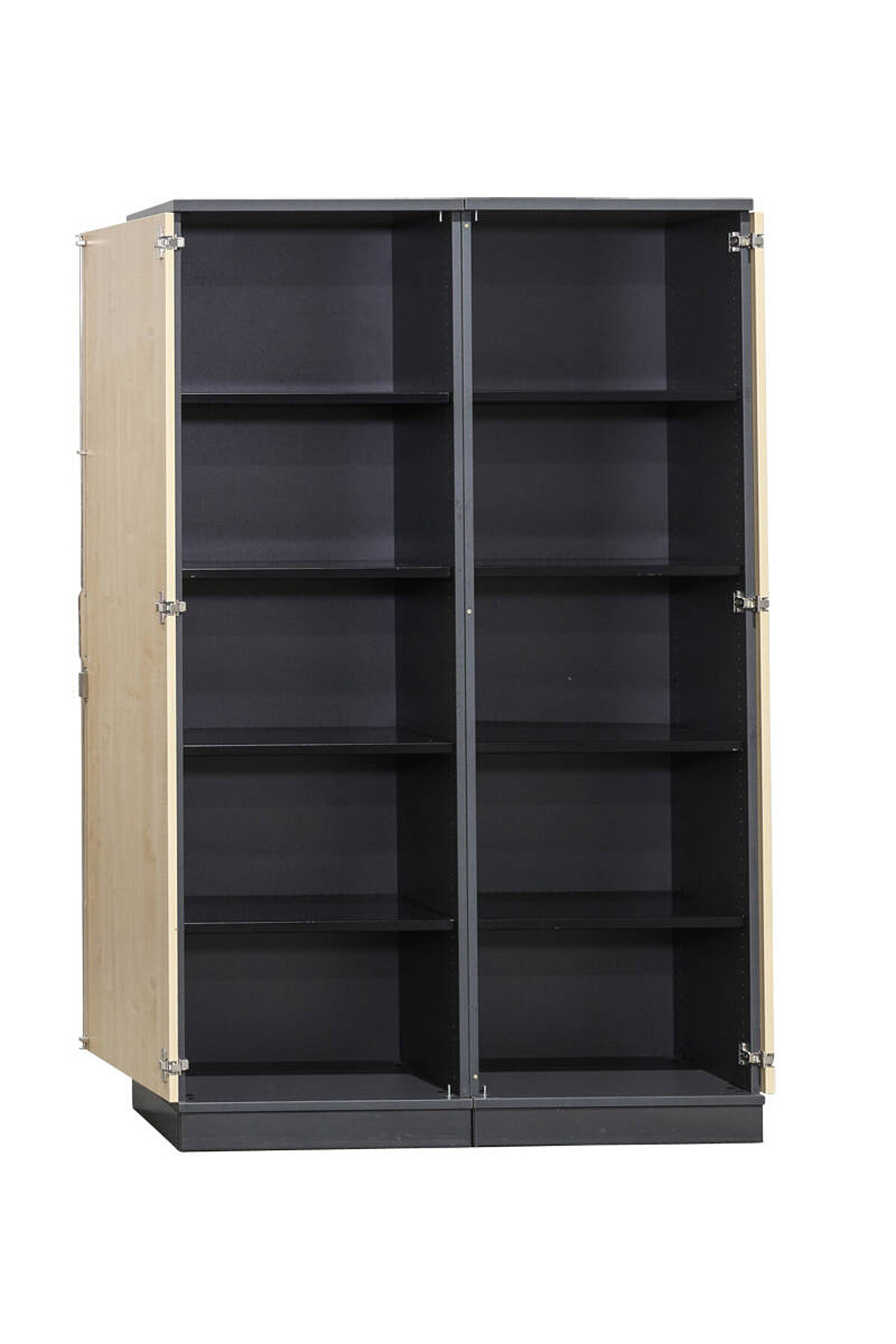 Aktenschrank / Schärf / anthrazit / Flügeltüren ahorn / 5 Ordnerhöhen / 120 cm / Höhe 188 cm