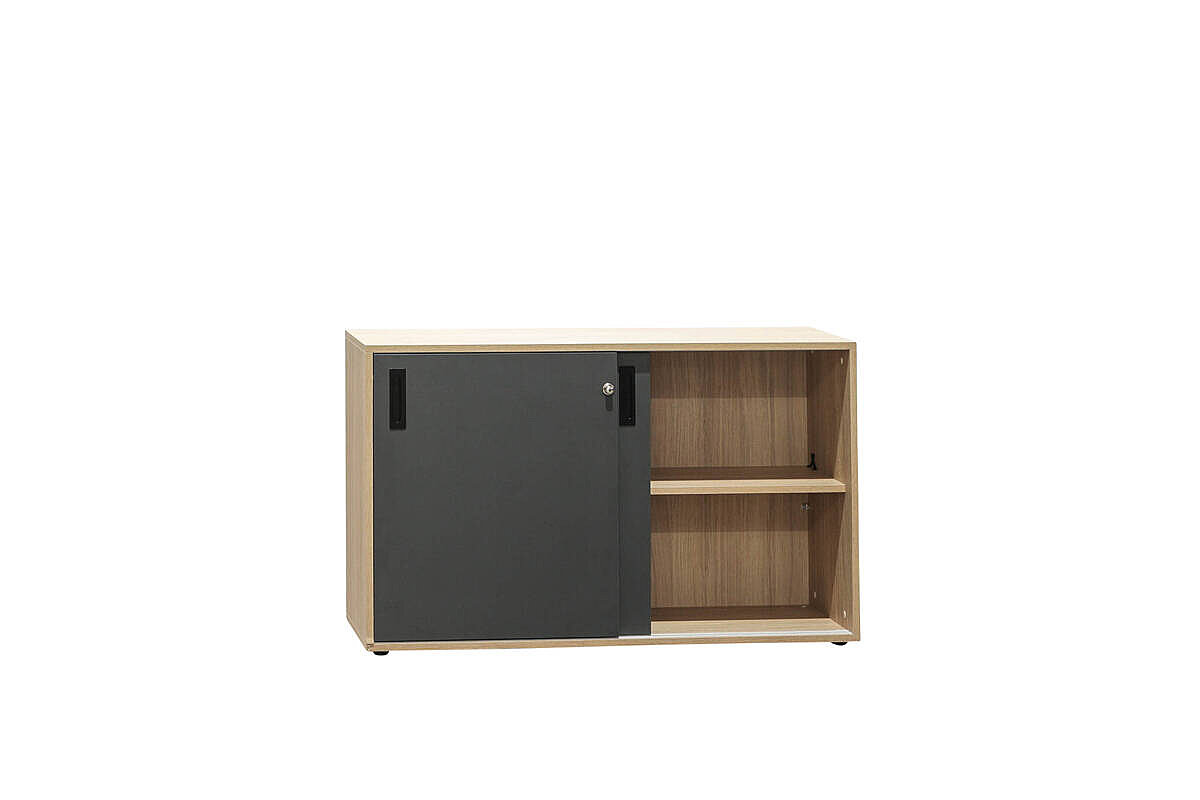 Sideboard / Narbutas 'Choice' / eiche bernstein / Schiebetüren dunkelgrau / 120 cm