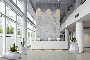 Beton-Blumenkübel 'Triptik' in der Ausführung 'Triptik 4' in mittelgrau - Design: Sacha Lakic