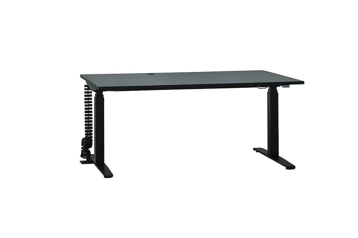 Steh- Sitz-Schreibtisch / Only Ergo 'SQ650' / 160 x 80 cm / schwarz / Kabelschlange