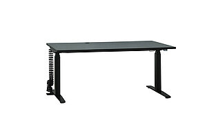 Steh- Sitz-Schreibtisch / Only Ergo 'SQ650' / 160 x 80 cm / schwarz / Kabelschlange