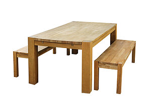 3-tlg. Set / UNIQUE LIVING FURNITURE / eiche / Tisch 200 x 100 cm / 2 Sitzbänke