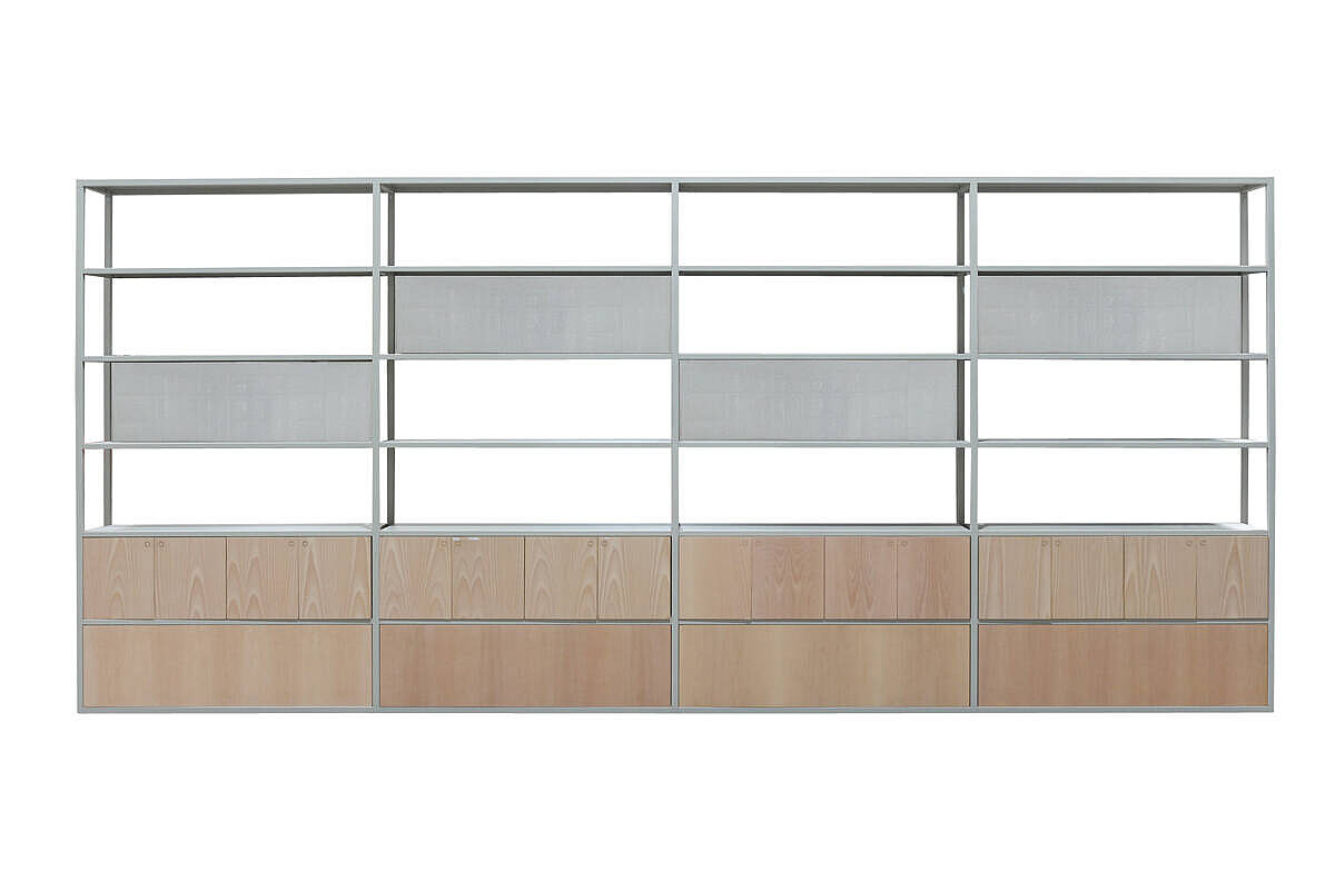 Regalwand / Schrankwand / Ondarreta 'Dry' / 522 x 35 cm / birke/grau