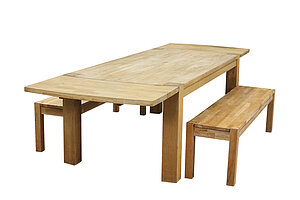 3-tlg. Set / UNIQUE LIVING FURNITURE / eiche / Tisch 200 x 100 cm / 2 Sitzbänke