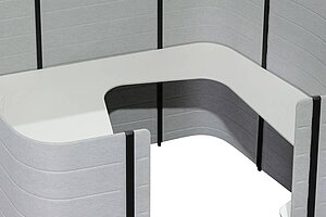 Arbeitsplatz / vitra 'Workbay Focus 1 medium' / grau/weiß