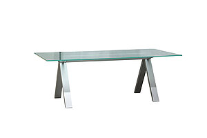 2-tlg. Chef-Arbeitsplatz / Konferenztisch / Walter Knoll 'Icon' / Schreibtisch Glasplatte / Standcontainer silber