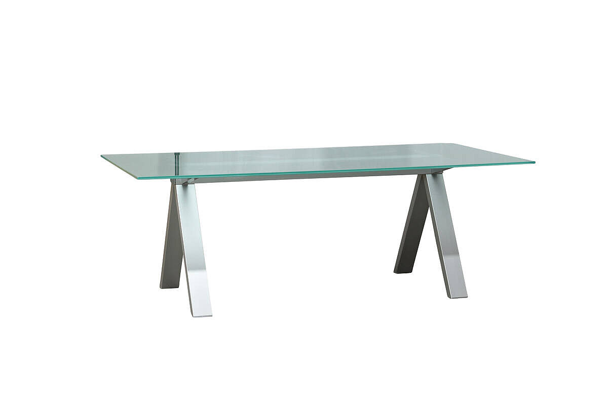 2-tlg. Chef-Arbeitsplatz / Konferenztisch / Walter Knoll 'Icon' / Schreibtisch Glasplatte / Standcontainer silber