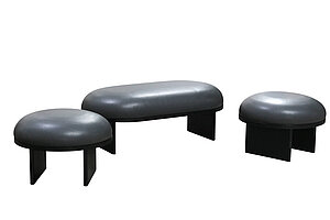 3-tlg. Set / 1 x Sitzbank / 'ANZA 120' / 2 x 'ANZA POUF' / anthrazit