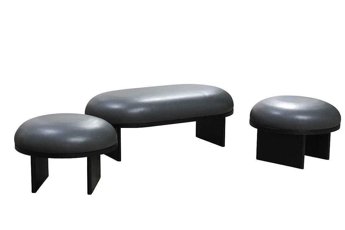 3-tlg. Set / 1 x Sitzbank / 'ANZA 120' / 2 x 'ANZA POUF' / anthrazit