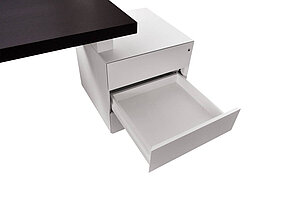 Stauraumelement / Standcontainer / Walter Knoll 'Headoffice Mono' / weiß / Verbindungsplatte eiche gebeizt