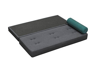 Schlafsofa / Daybed / SOFTLINE 'FRAME' / anthrazit/esche / Nackenkissen petrol