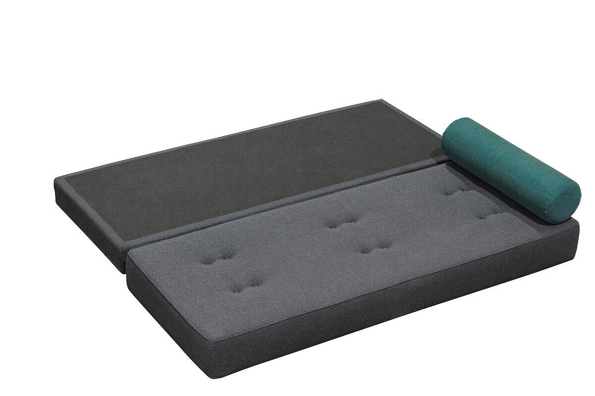 Schlafsofa / Daybed / SOFTLINE 'FRAME' / anthrazit/esche / Nackenkissen petrol