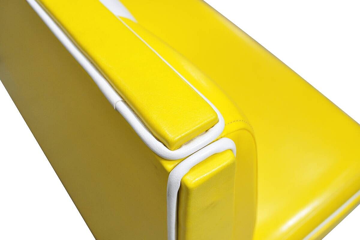 Retro-Lounge-Sofa / Dinerbank / 2-Sitzer / gelb/weiß