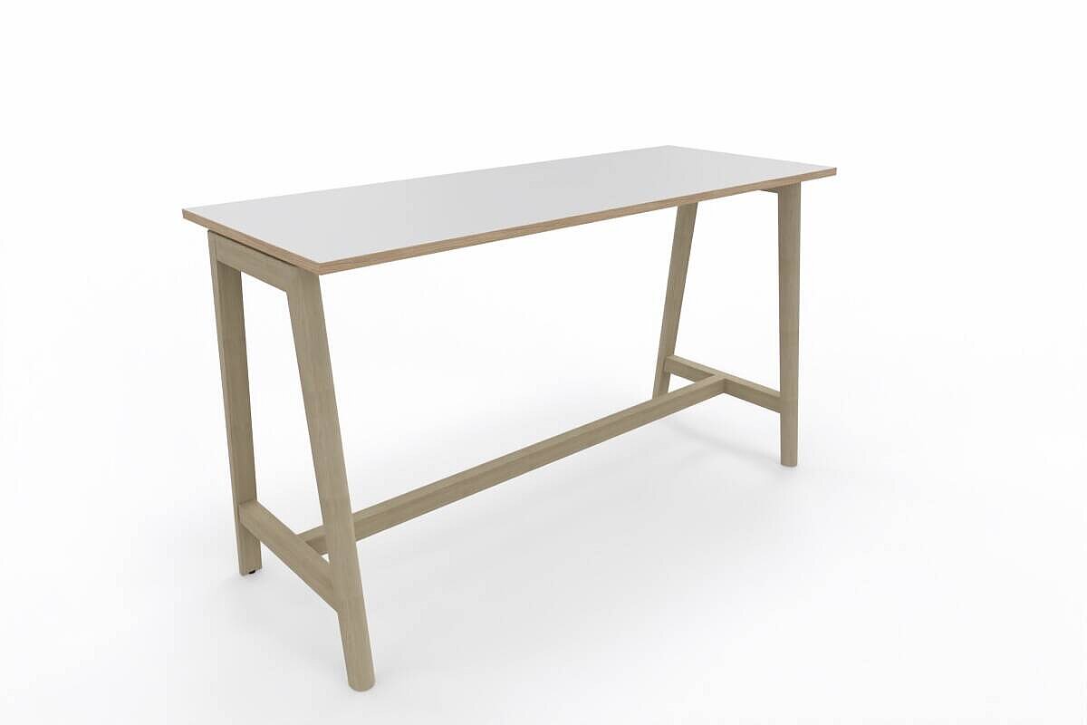 Neuwertig / 'NOVA Wood' Hochtisch /Stehtisch / 180 x 70 cm / weiß mit Eiche Umleimer