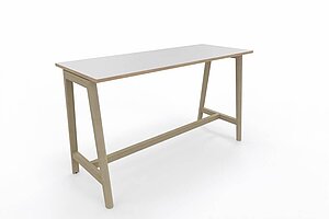 Neuwertig / 'NOVA Wood' Hochtisch /Stehtisch / 180 x 70 cm / weiß mit Eiche Umleimer