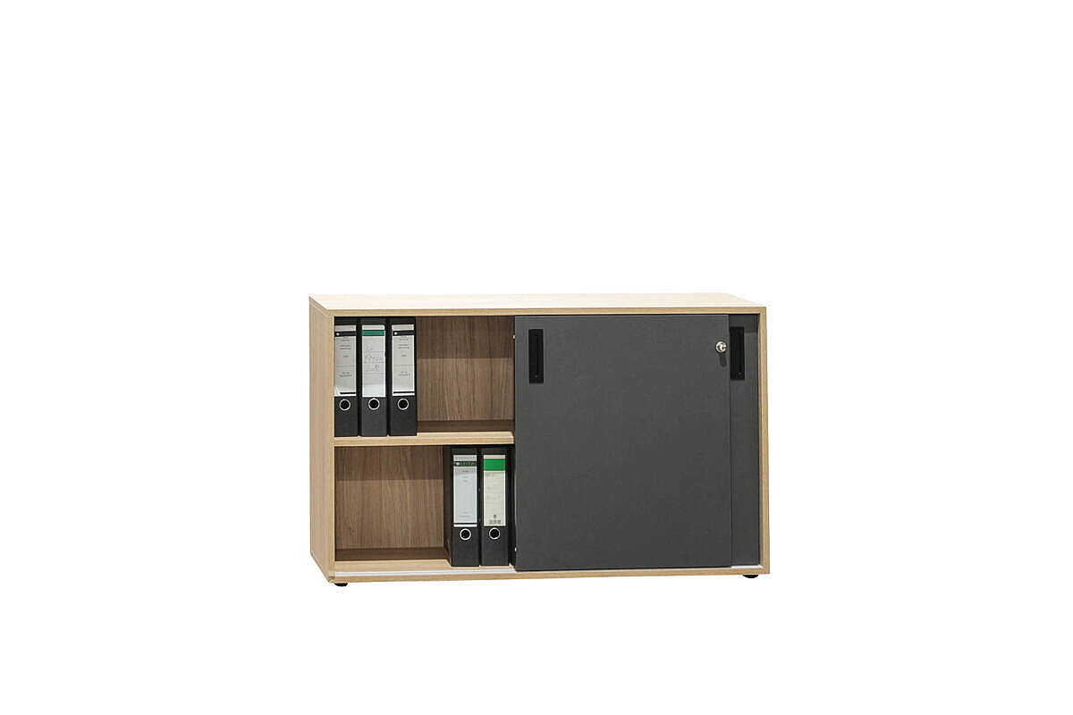 Sideboard / Narbutas 'Choice' / eiche bernstein / Schiebetüren dunkelgrau / 120 cm