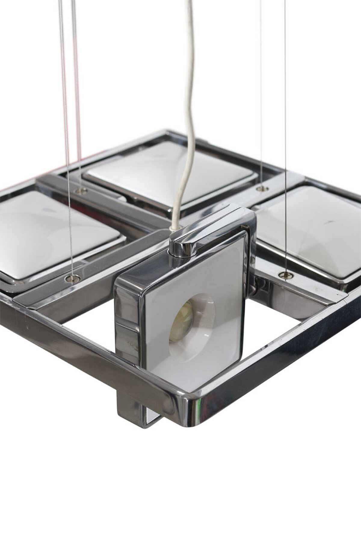 Hängeleuchte / Tobias Grau 'Studio Quattro' / Aluminium poliert / weiß