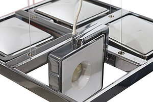 Hängeleuchte / Tobias Grau 'Studio Quattro' / Aluminium poliert / weiß