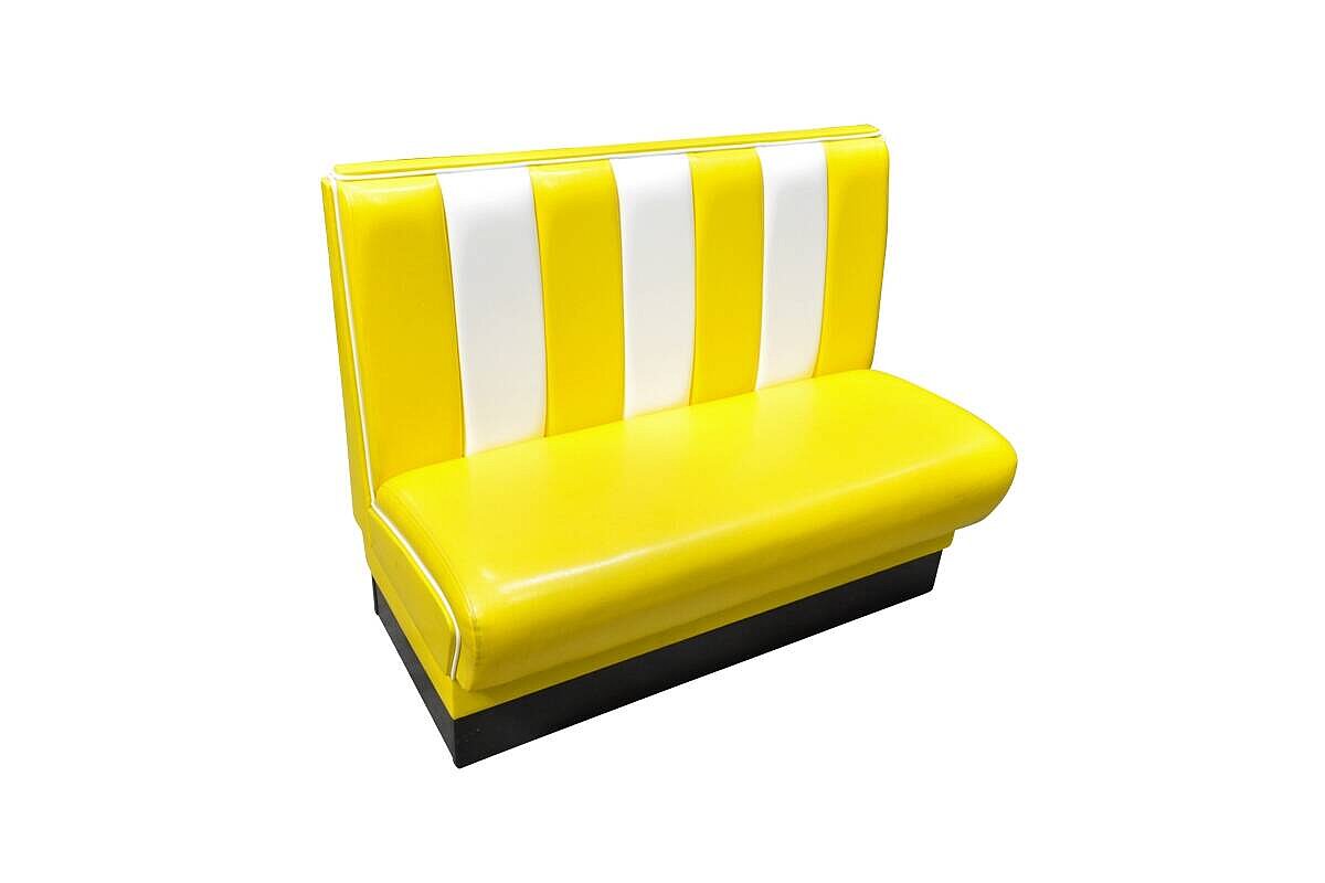 Retro-Lounge-Sofa / Dinerbank / 2-Sitzer / gelb/weiß