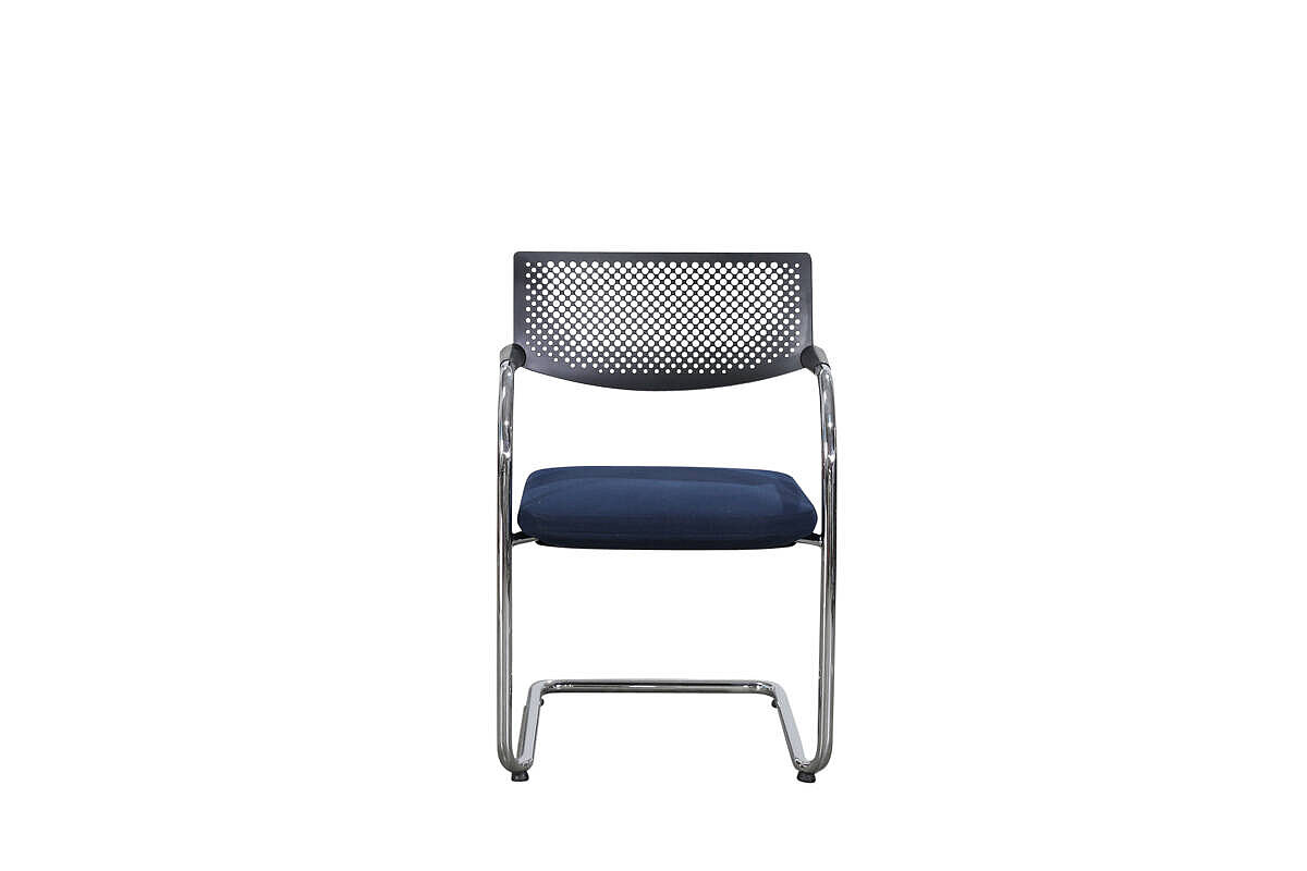 Freischwinger / Stapelstuhl / vitra 'Visavis 2' / Kunststoffrücken / Sitz blau