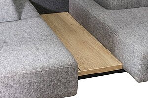 Loungesofa / Ophelis 'Docks' / hellgrau / Einhausung anthrazit / Ablage eiche