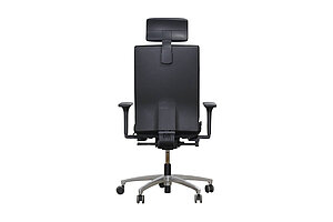 Bürodrehstuhl / Dauphin @Just' / Kopfstütze Leder schwarz / Stoff schwarz / Hartbodenrollen