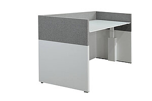 Steh-Sitz-Schreibtisch / Vario 'Conclusion' / 200 x 95 cm / Memory Display / Einhausung
