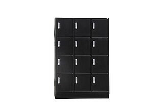 Stahl-Fächerschrank / C+P 'S 3000 Evolo' / schwarz / 12 Fächer / Digitales Zahlenschloß