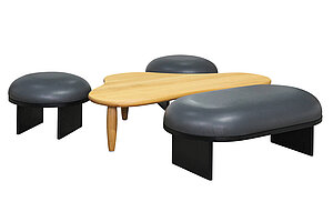 3-tlg. Set / 1 x Sitzbank / 'ANZA 120' / 2 x 'ANZA POUF' / anthrazit