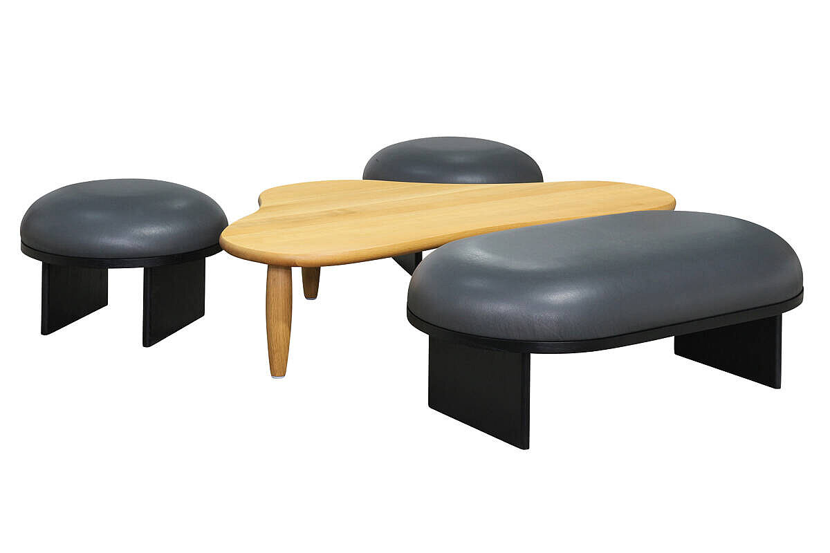 3-tlg. Set / 1 x Sitzbank / 'ANZA 120' / 2 x 'ANZA POUF' / anthrazit