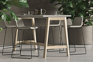 Neuwertig / 'NOVA Wood' Hochtisch /Stehtisch / 180 x 70 cm / weiß mit Eiche Umleimer