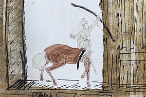 Gemälde 'Zentaur', 100 x 100 cm