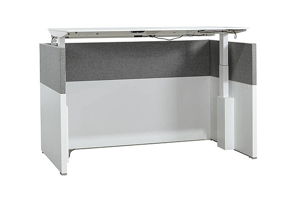 Steh-Sitz-Schreibtisch / Vario 'Conclusion' / 200 x 95 cm / Memory Display / Einhausung