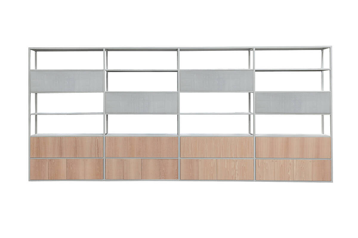 Regalwand / Schrankwand / Ondarreta 'Dry' / 522 x 35 cm / birke/grau