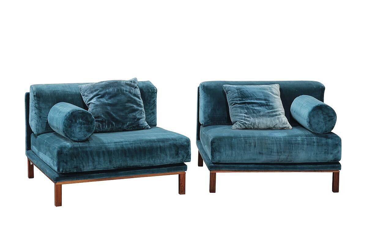 2-tlg. Modulsofa / bolia 'Cosy' / Samtstoff petrol