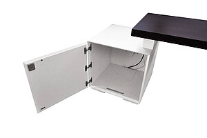 Stauraumelement / Standcontainer / Walter Knoll 'Headoffice Mono' / weiß / Verbindungsplatte eiche gebeizt