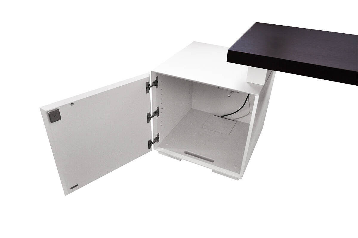 Stauraumelement / Standcontainer / Walter Knoll 'Headoffice Mono' / weiß / Verbindungsplatte eiche gebeizt