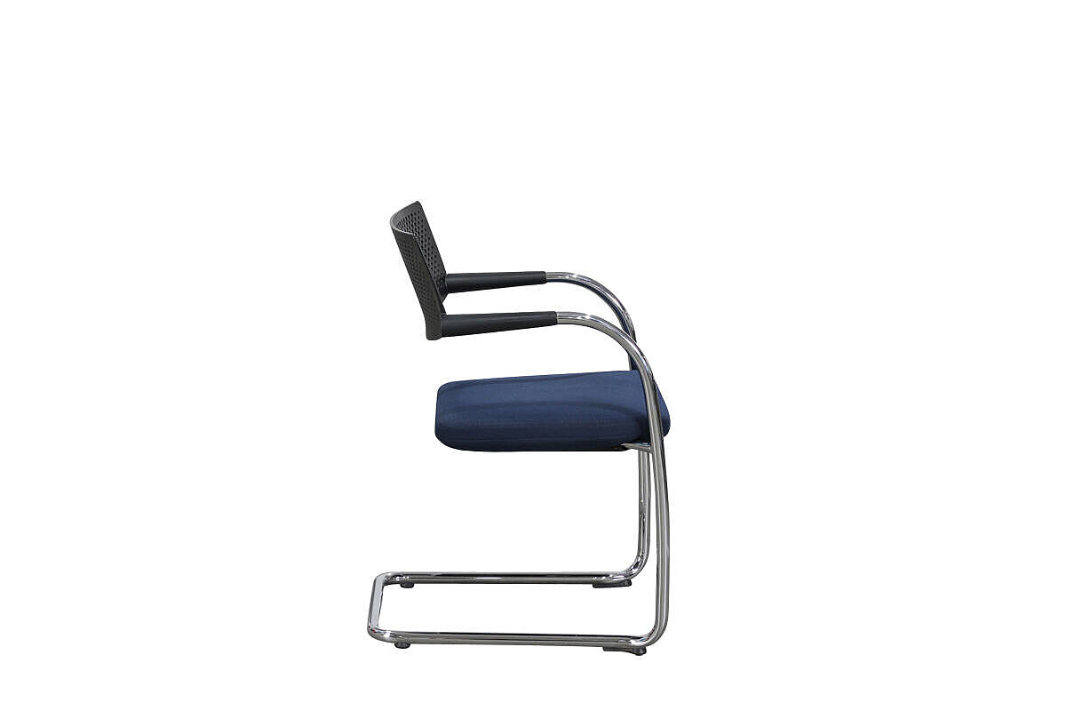 Freischwinger / Stapelstuhl / vitra 'Visavis 2' / Kunststoffrücken / Sitz blau