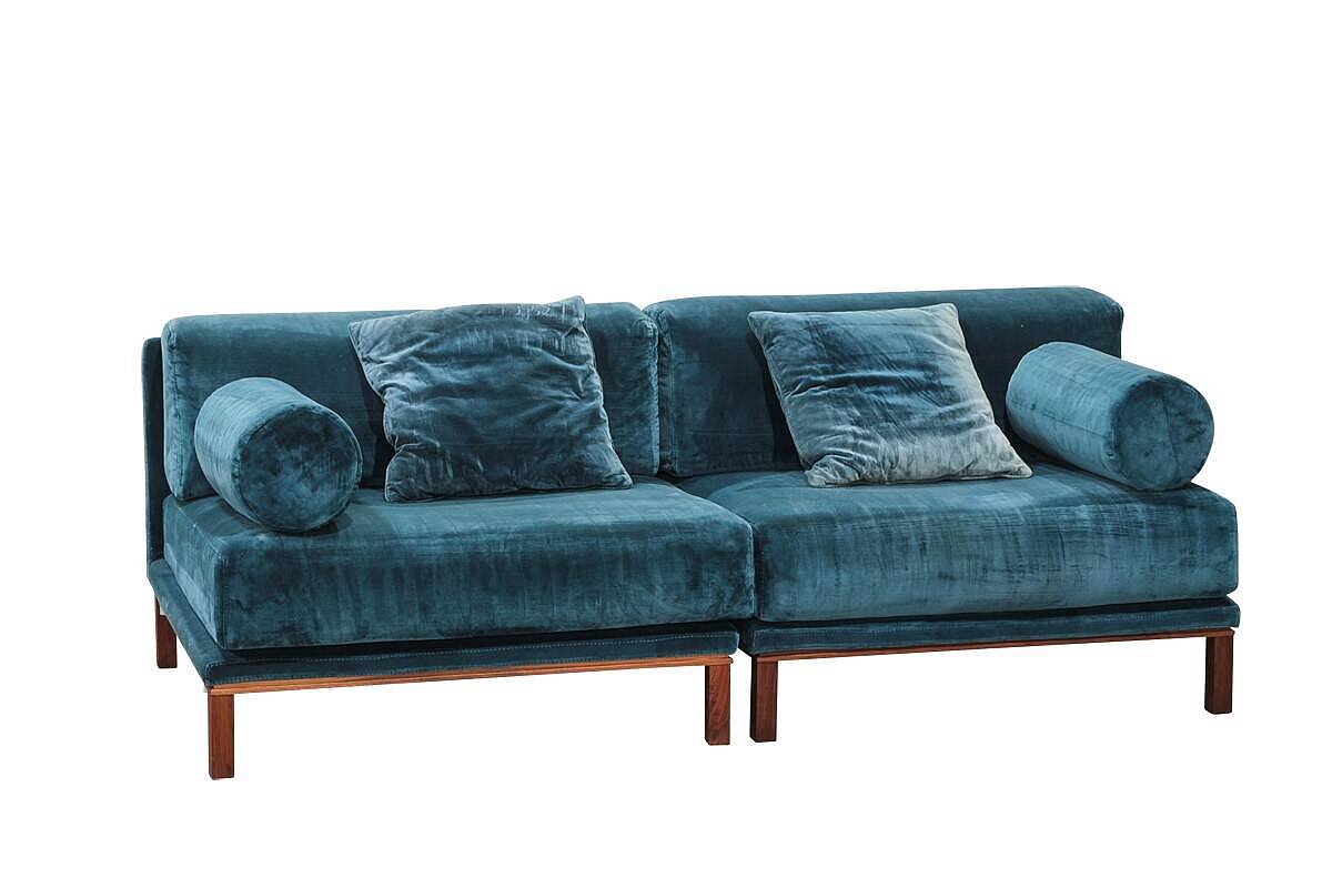 2-tlg. Modulsofa / bolia 'Cosy' / Samtstoff petrol