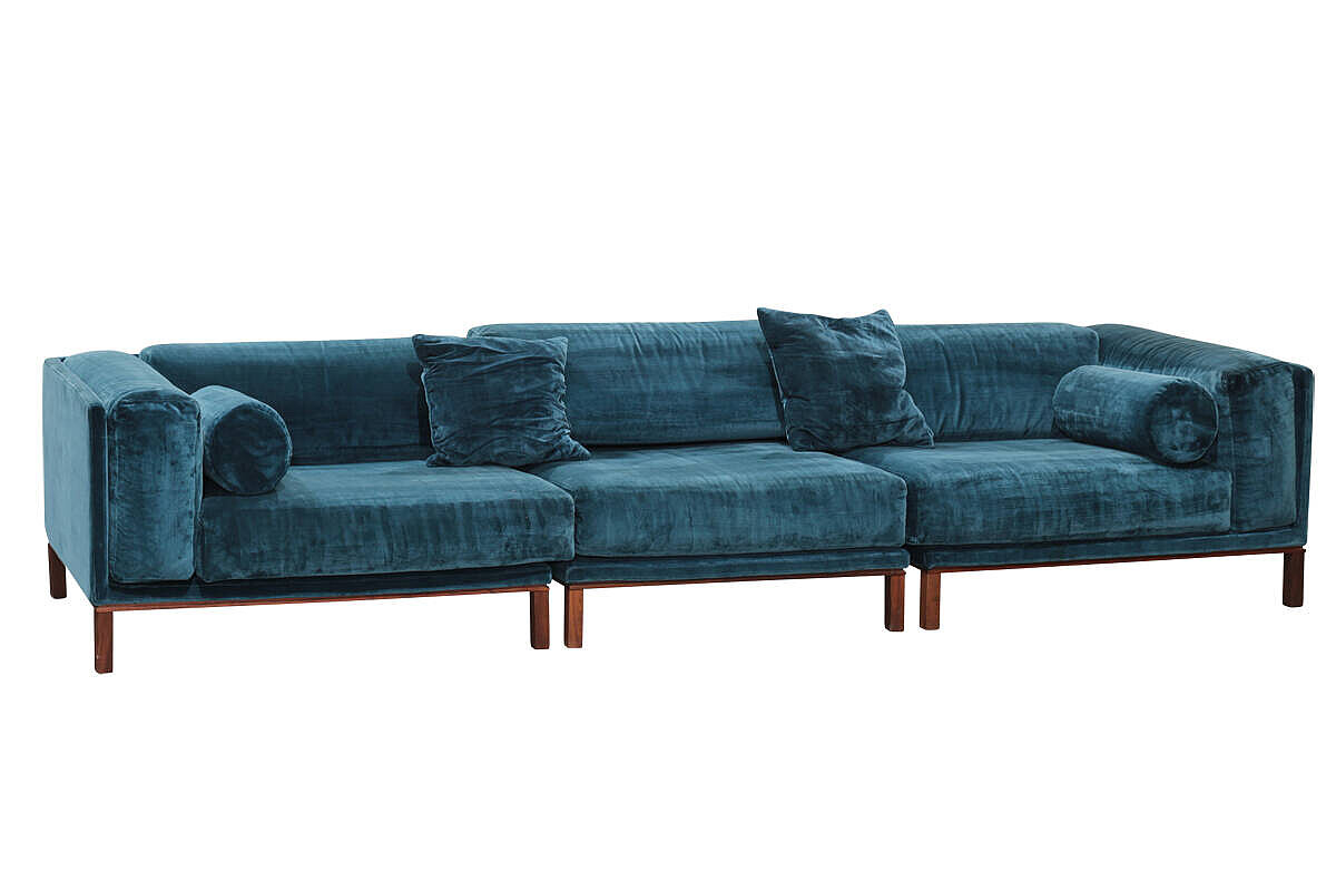 3-tlg. Modulsofa / bolia 'Cosy' / Samtstoff petrol