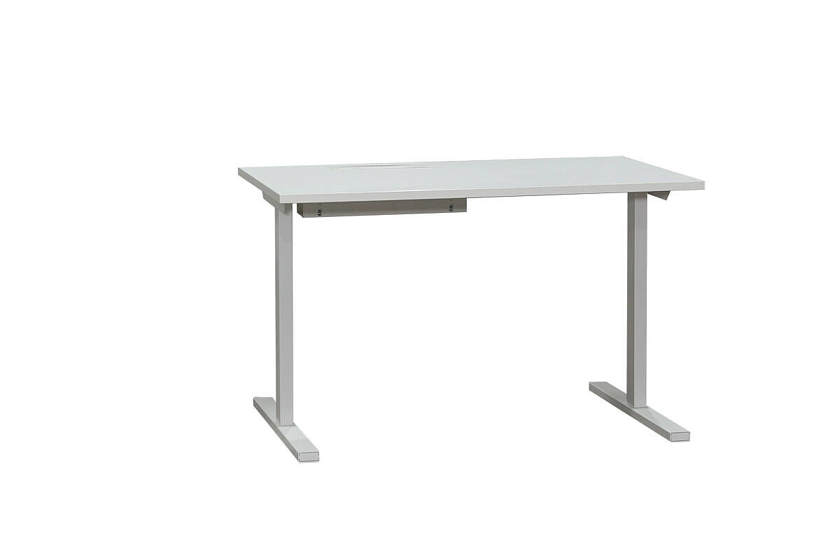 Schreibtisch / Narbutas 'T-Easy' / 120 x 80 cm / weiß / eckige Kabelklappe oben links