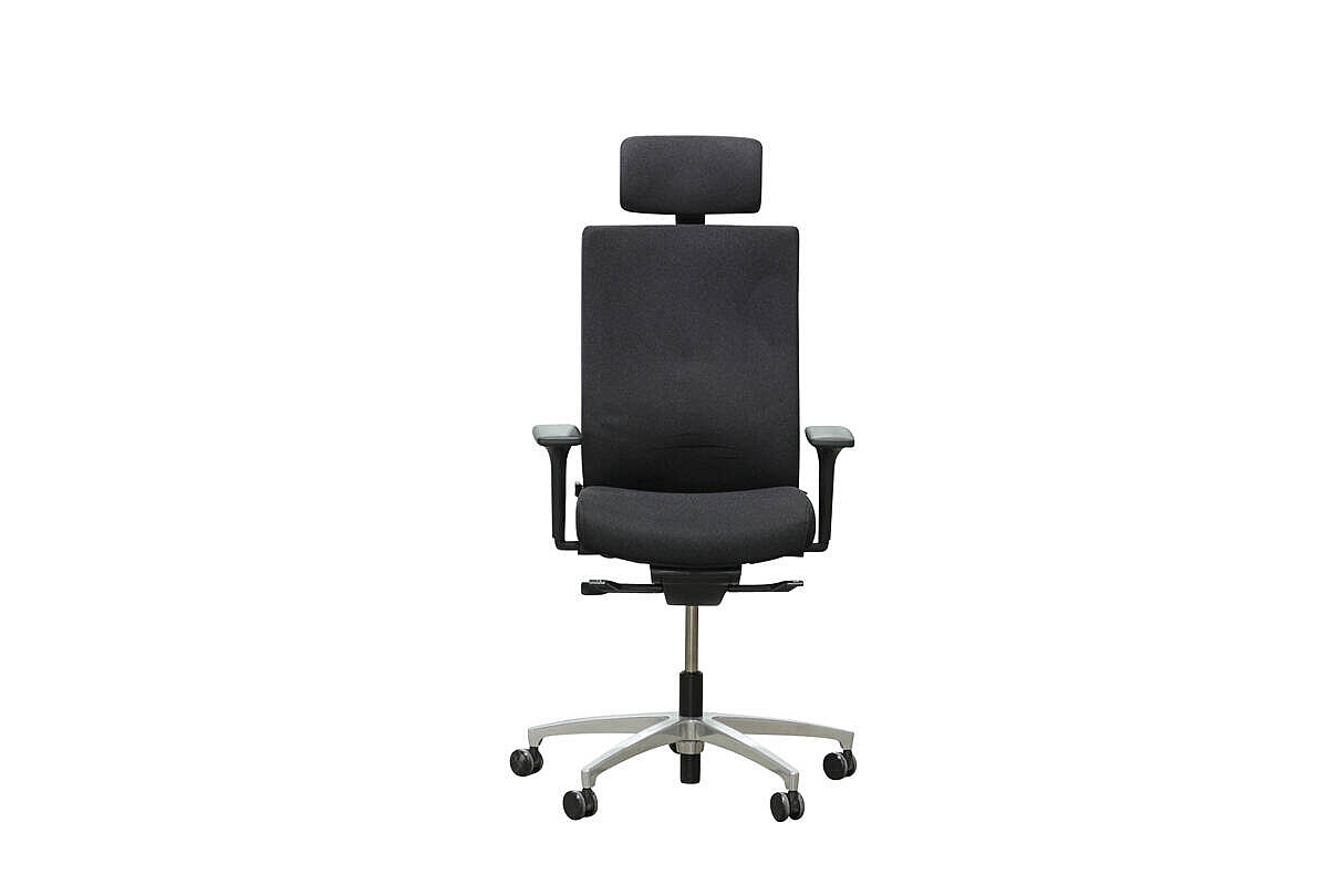 Bürodrehstuhl / Dauphin '@Just' / Kopfstütze / schwarz / antibakterielle Armauflagen / Hartbodenrollen