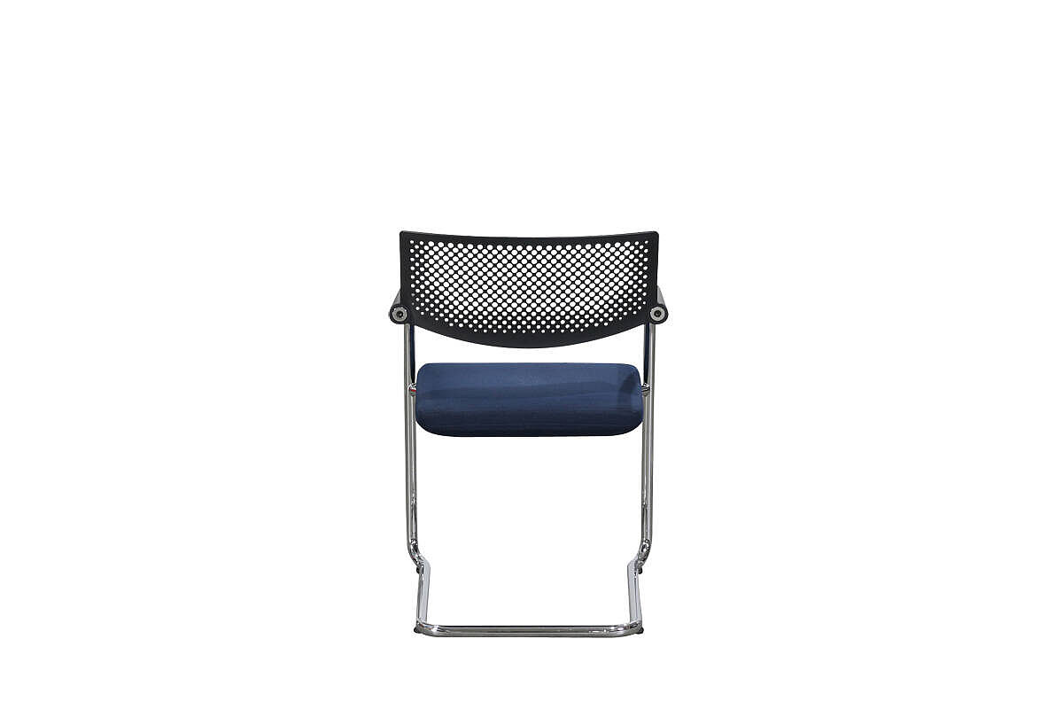 Freischwinger / Stapelstuhl / vitra 'Visavis 2' / Kunststoffrücken / Sitz blau