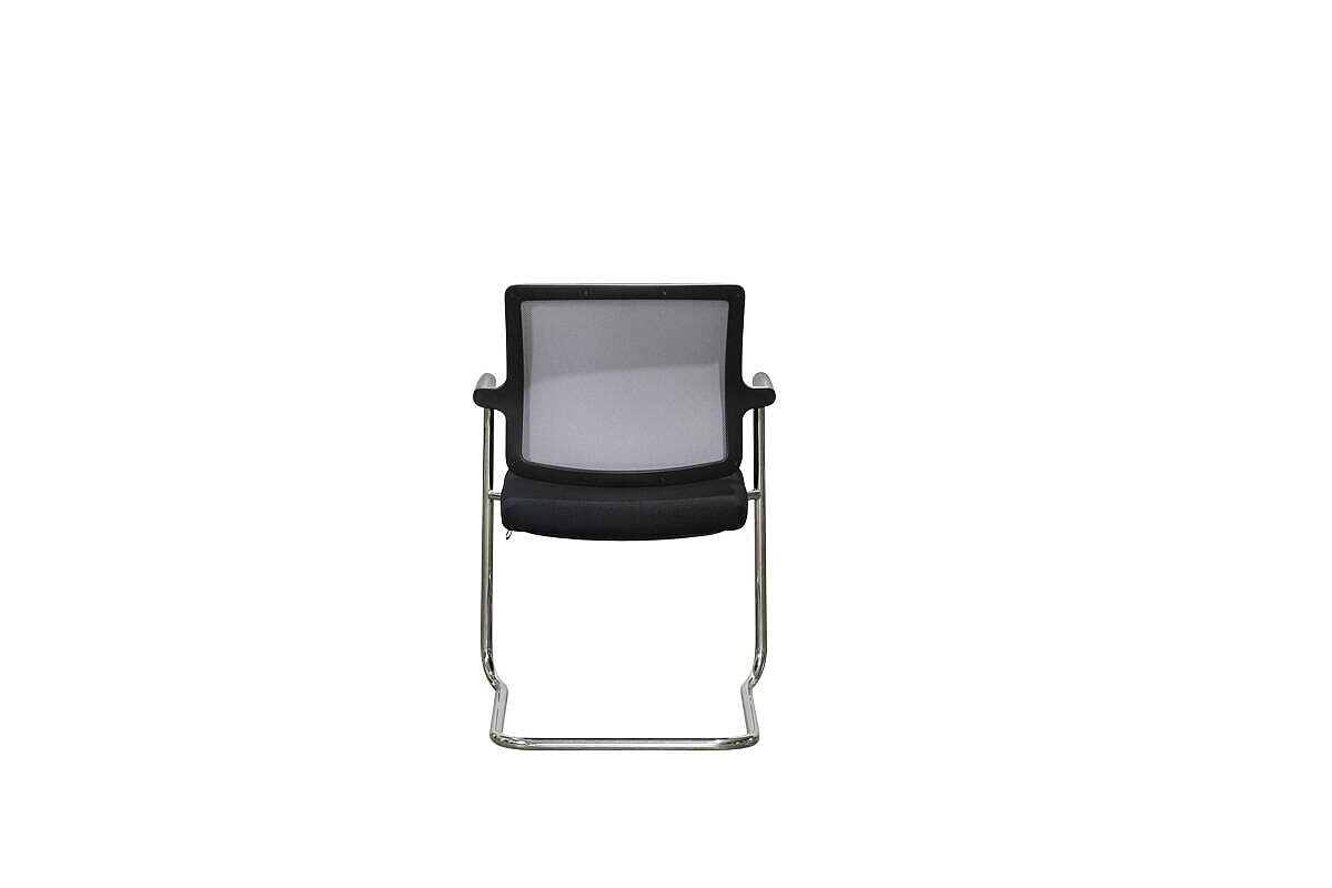 Freischwinger / Dauphin 'Shape' / Netzrücken grau / Sitz schwarz / stapelbar