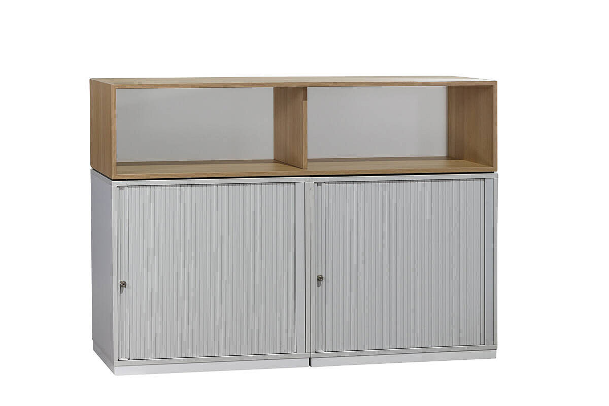 Doppel-Sideboard / Ophelis Pfalzmöbel / weiß / Querrolllade - Sockel weiß