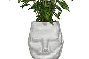 Pflanzengefäß Kopf S / 3D-Betondruck / weiß